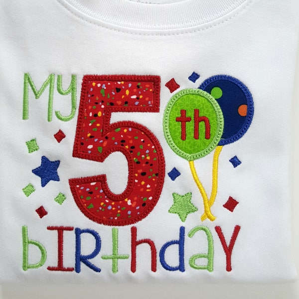 Boys 6th, 5th, 4th, 3rd, 2nd, 1st Birthday, applique shirt, personalized