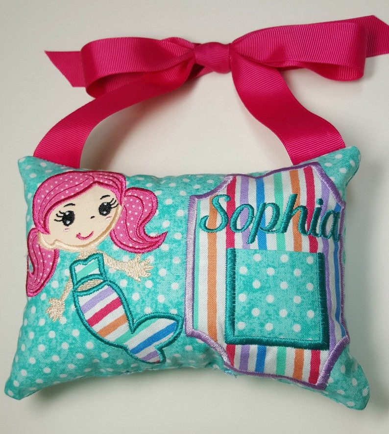 Girls Mermaid Cutie personalized tooth fairy pillow