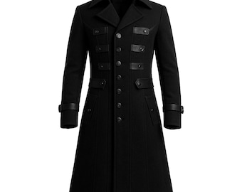 Gabardina gótica de mezcla de lana hecha a mano: abrigo victoriano steampunk