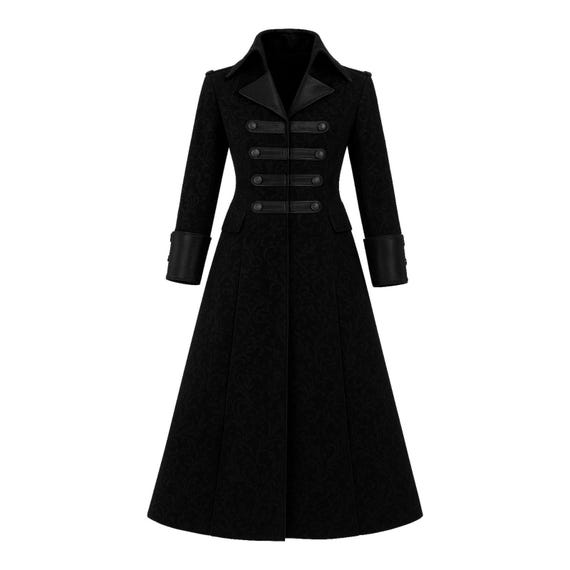 Gothic Steampunk Halloween Coat | Black Victorian Long Jacket | Handmade Cosplay Costume for Men