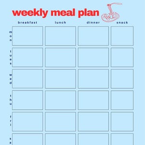 Printable Meal Planner | Weekly Food Organizer | Grocery List & Menu Template | Digital PDF Download