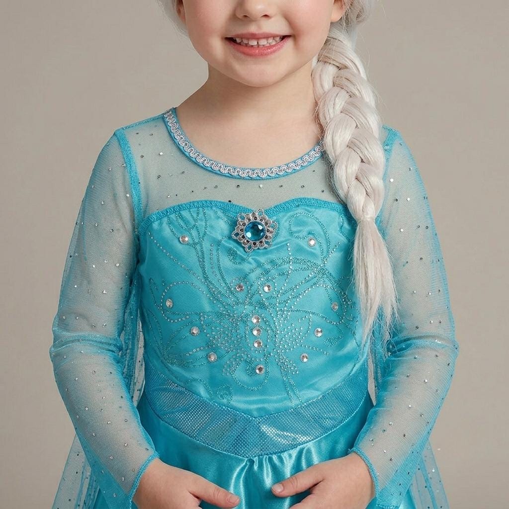 elsa winter dress Princess for Girls – Frozen Inspired Snow Queen Costume With Detachable Cloak for Birthday Parties & Holiday Dress-up worn under the dress rooftop loose fitting tunic dresses Size:XS 37 - 14 ½