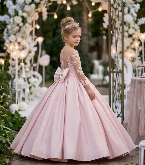 long sleeve pink birthday dress Blush Flower Girl Dress, Princess Gown for Wedding, First Communion Dress, Toddler Pageant Gown, Party Gown Its made of mesh Cheap Wedding Dresses 2019 Dreamyannie UK Mermaid Wedding Size:M/8-10
