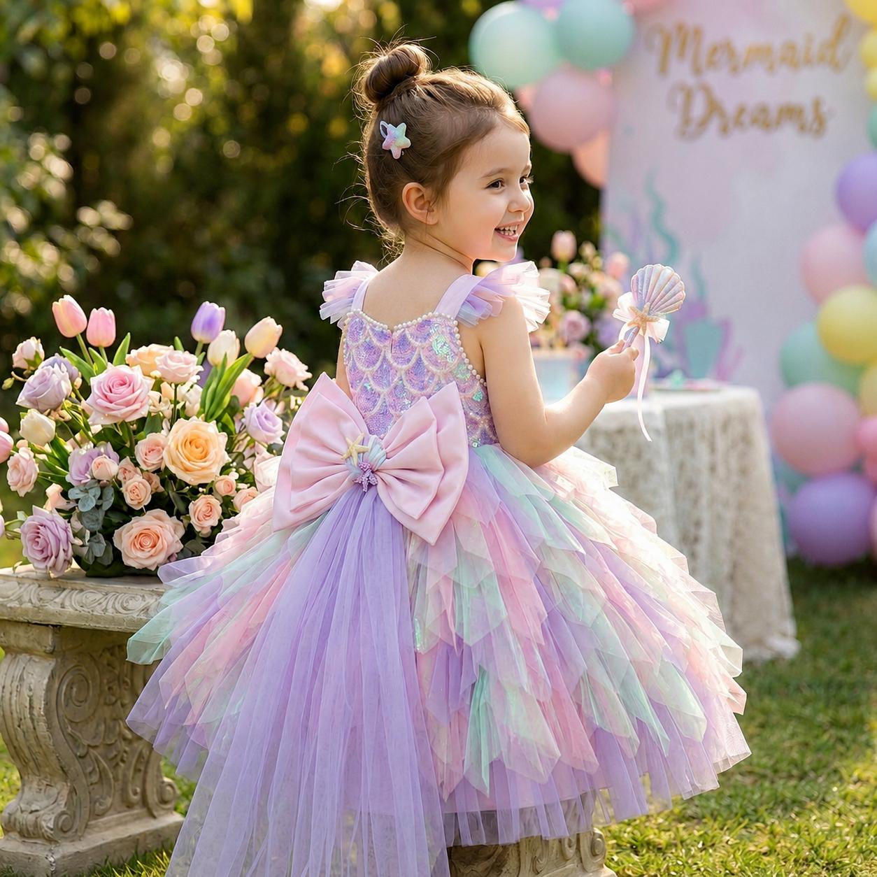 5th birthday party dress Wear for 5 Year Girl Size:M Dark Green Elastic Satin xsmall Flower girl There is a satin