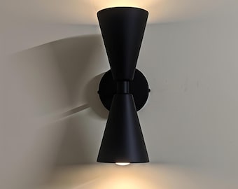 Black Metal Cone Wall Sconce - Mid-Century Modern Lighting