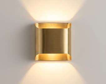 Handcrafted Raw Brass Wall Sconce | Modern Up-Down Lighting Fixture