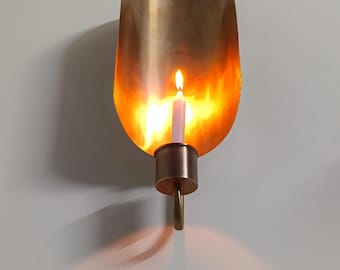 Golden Wall Candle Sconce | Oval Metal Tea Light Holder