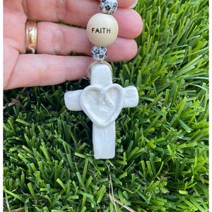 Handmade clay faith beaded cross