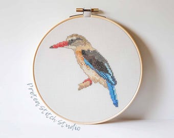 Kingfisher Cross Stitch Pattern: Realistic Bird Embroidery (PDF Pattern)