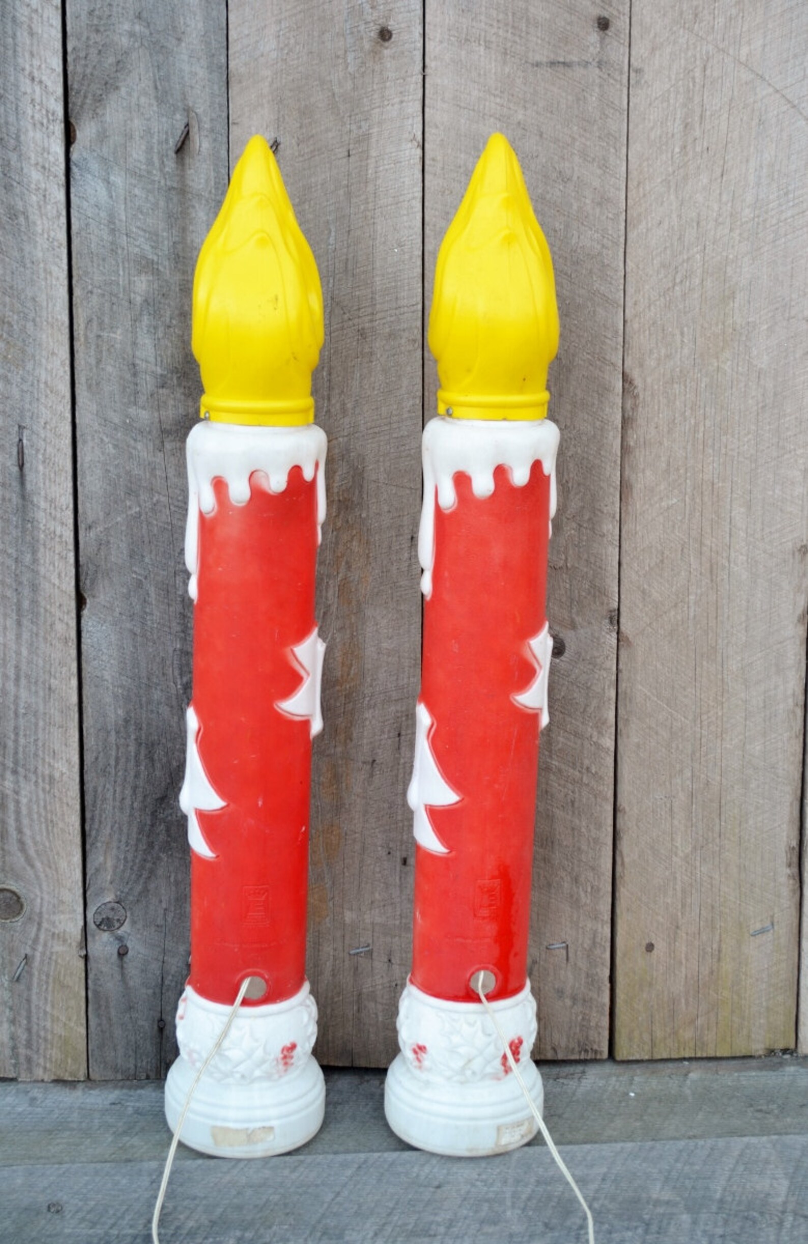 Large Noel Christmas Candles Blow Mold Pair Set of 2 Two Etsy