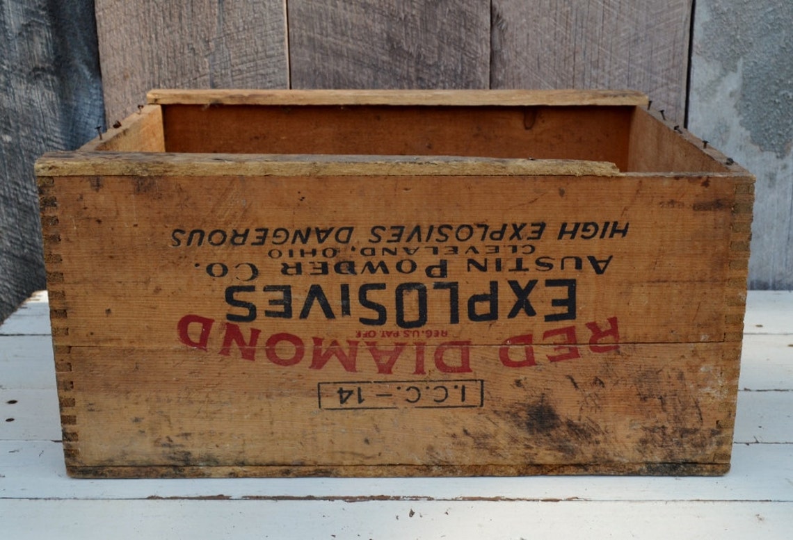 Red Diamond Explosives Crate Austin Powder Co. Wood Box Etsy