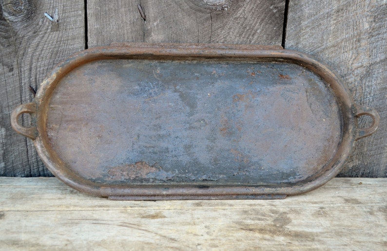 Cast Iron Griddle Antique Skillet Tray Double Burner