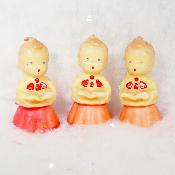 Vintage Gurley Choir Boy Christmas Caroler Candles Set of 3 Three 1950's