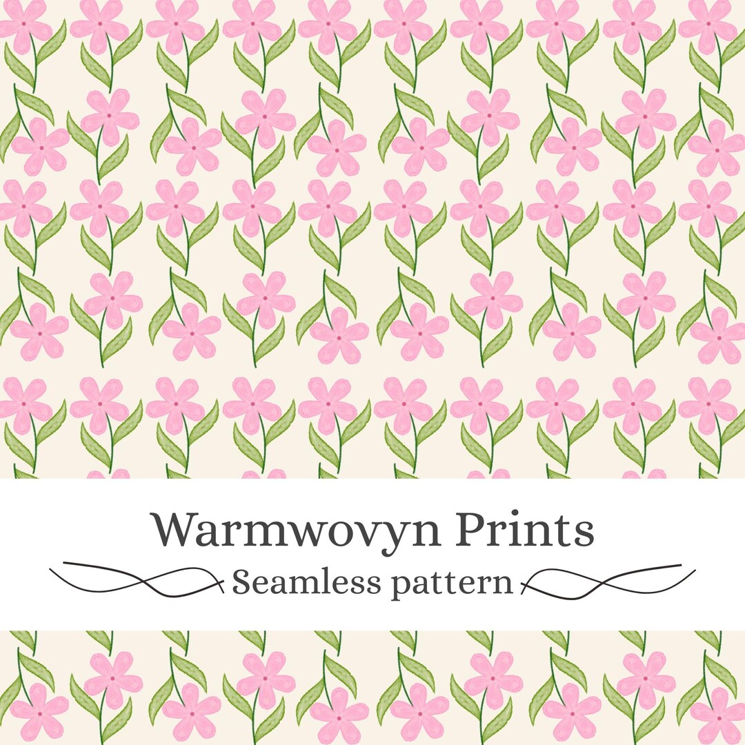 Pink Floral Seamless Pattern, Watercolor Flower Digital Paper, Soft ...