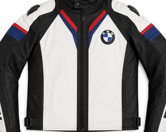 Herren Leder Motorradjacke | Schwarz Weiße Biker Reitjacke | Reiterschutz Oberbekleidung