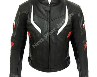 Men Black Leather Biker Jacket Slim Fit Motorcycle Jacket Cafe Racer Moto Coat Stylish
