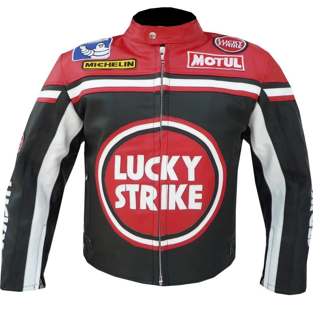 ラッキーレーシングレザージャケット：ヴィンテージバイクバイカー