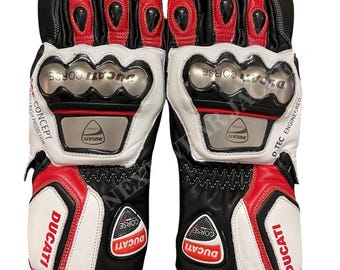 Guantes de cuero para motociclismo de competición – Protección de nudillos de carbono, equipamiento completo para motociclistas, guantes para motos deportivas
