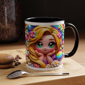 Rapunzels Rainbow Dream Coffee Mug - Cute Character Design, Gift for Friends, Birthday, Home Decor, Coffee Lovers, Tea Enthusiasts