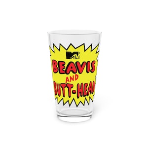 MTV Beavis and Butt-Head Pint Glass: Retro TV Show Drinkware