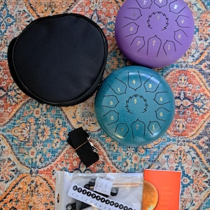 8-Inch Tongue Drum 11-Note C-Key w/ Drum Bag, Mallets and Song Book, Steel Rain Drum