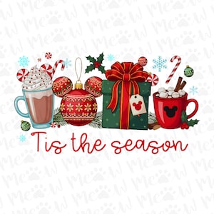 Disney Christmas Mickey PNG, Disney Xmas PNG, Tis The Season Christmas PNG, söt jultomte-sublimeringsdesign, varm choklad PNG