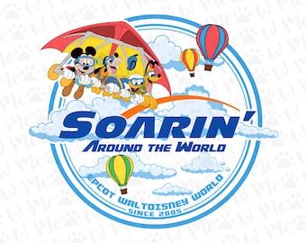 Vintage Mickey And Friends Soarin' Around The World PNG, Disneyland Ride Epcot Center, Donald Pluto Goofy, Disneyland Trip, Digital Download