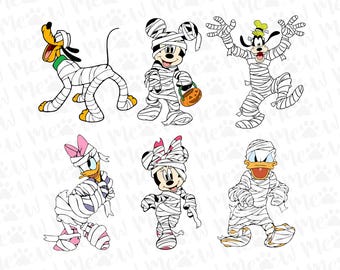 Halloween Mummy Mickey And Friends Svg Bundle, Trick Or Treat Svg, Spooky Vibes Svg, Halloween Family Trip Svg, Halloween Svg