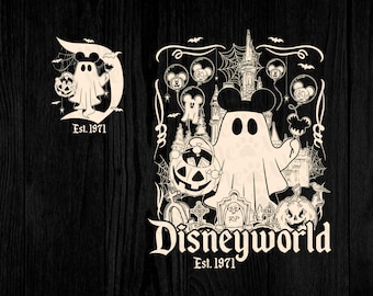 Vintage Disneyworld Mickey Ghost PNG, Disneyworld Est 1971,Disneyworld Halloween Png, Mickey's Not So Scary,Halloween Party,Digital Download