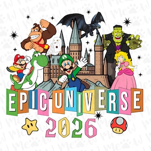 Vintage Retro Epic Universe Studios Digital PNG download, Orlando Universe 2026 PNG , Universe Family Matching Tees, Universe 2026 PNG