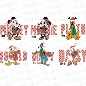 Musse Pigg och vänner jul Svg Bundle, Disney familj julresa PNG Svg, jul familjeresa svg, mycket god jul jultomten Musse Pigg PNG