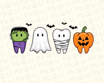 Dental Halloween Png, Halloween Teeth Png, Dental Squad Halloween Png, Dental Office Halloween Png, Dental Boo Halloween Png
