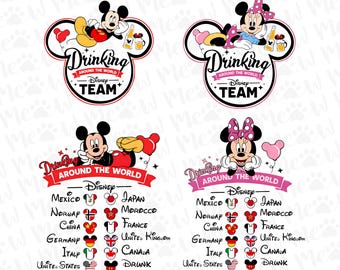 Disney Epcot Drinking Around The World Png, Mickey Friends Drinking Team Png, Disney World Food and Wine Festival Png, Disneyland Trip Png