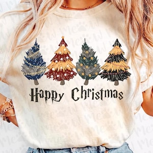 Christmas Tree Png, Magic School Png, HP Wizard Houses Christmas Png, Happy Christmas Png, Christmas Squad Png, Christmas Shirt Design