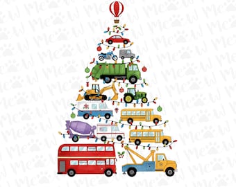 Cars Christmas Tree Png, Christmas Boy PNG, Christmas Kids png, Christmas Excavator png, Christmas Kids Gifts,Trending png