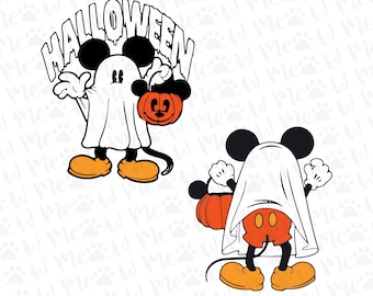 Bundle Mouse Ghost Halloween Png, Boo Png, Trick Or Treat Png, Spooky Season, Retro Halloween Png, Cute Ghost Png, Mouse Spooky, Pumpkin Png
