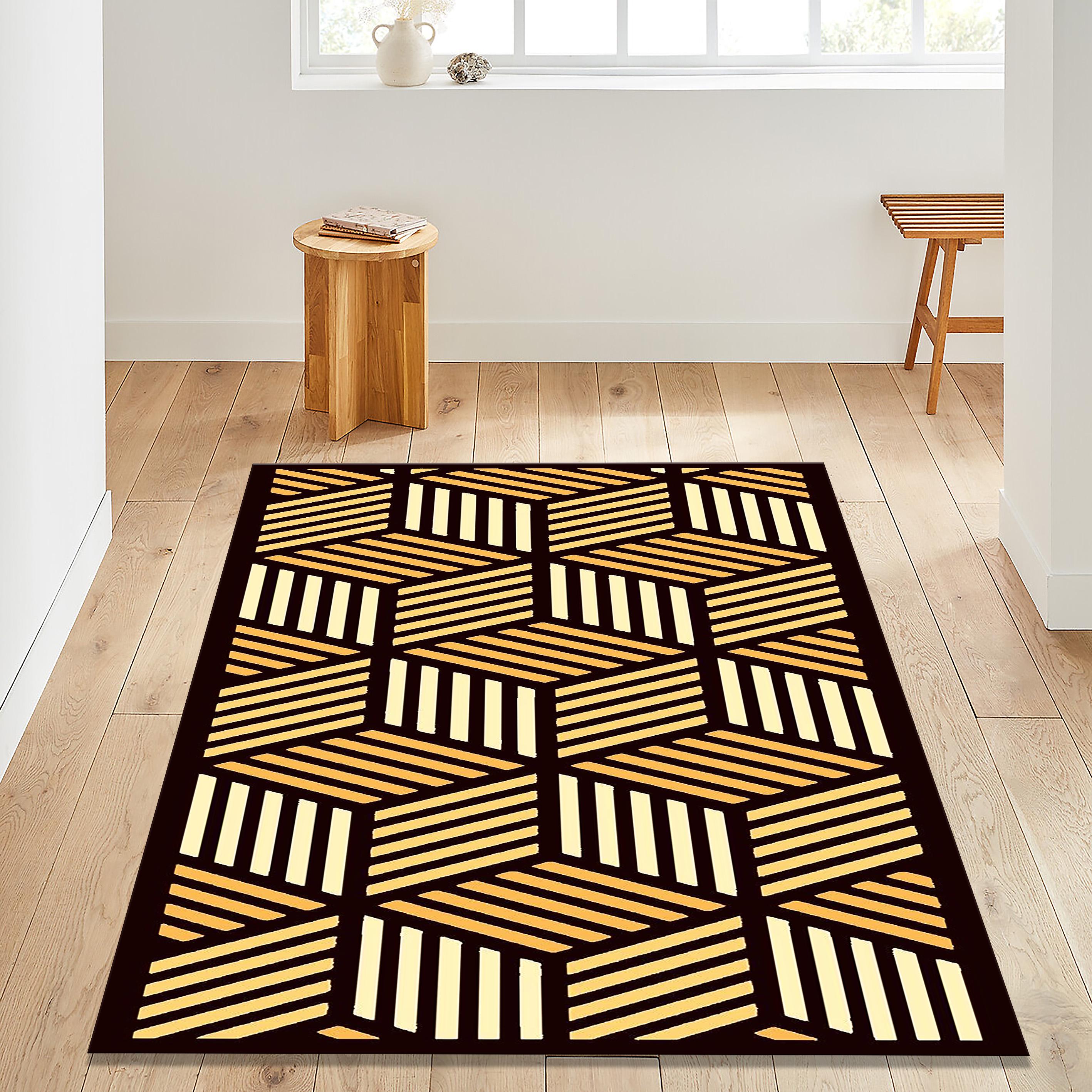 Isometry Rug Isometric 3D Cube Pattern Rug | Modern Living Room Decor | Non-slip ...
