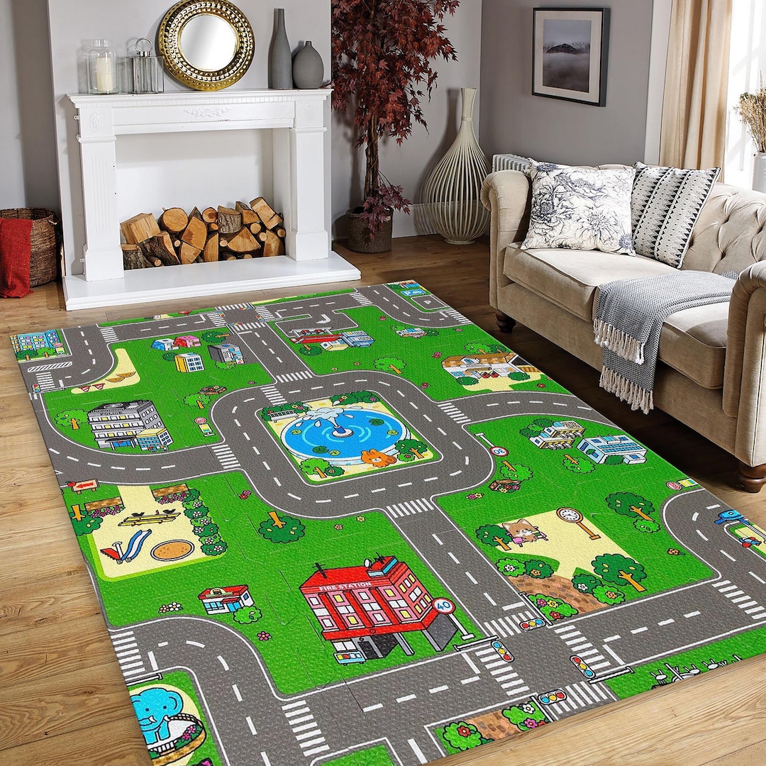 Kids Play Padding Rug City Road Kids Play Rug, Nursery Decor, Road Playground Carpet,road ...