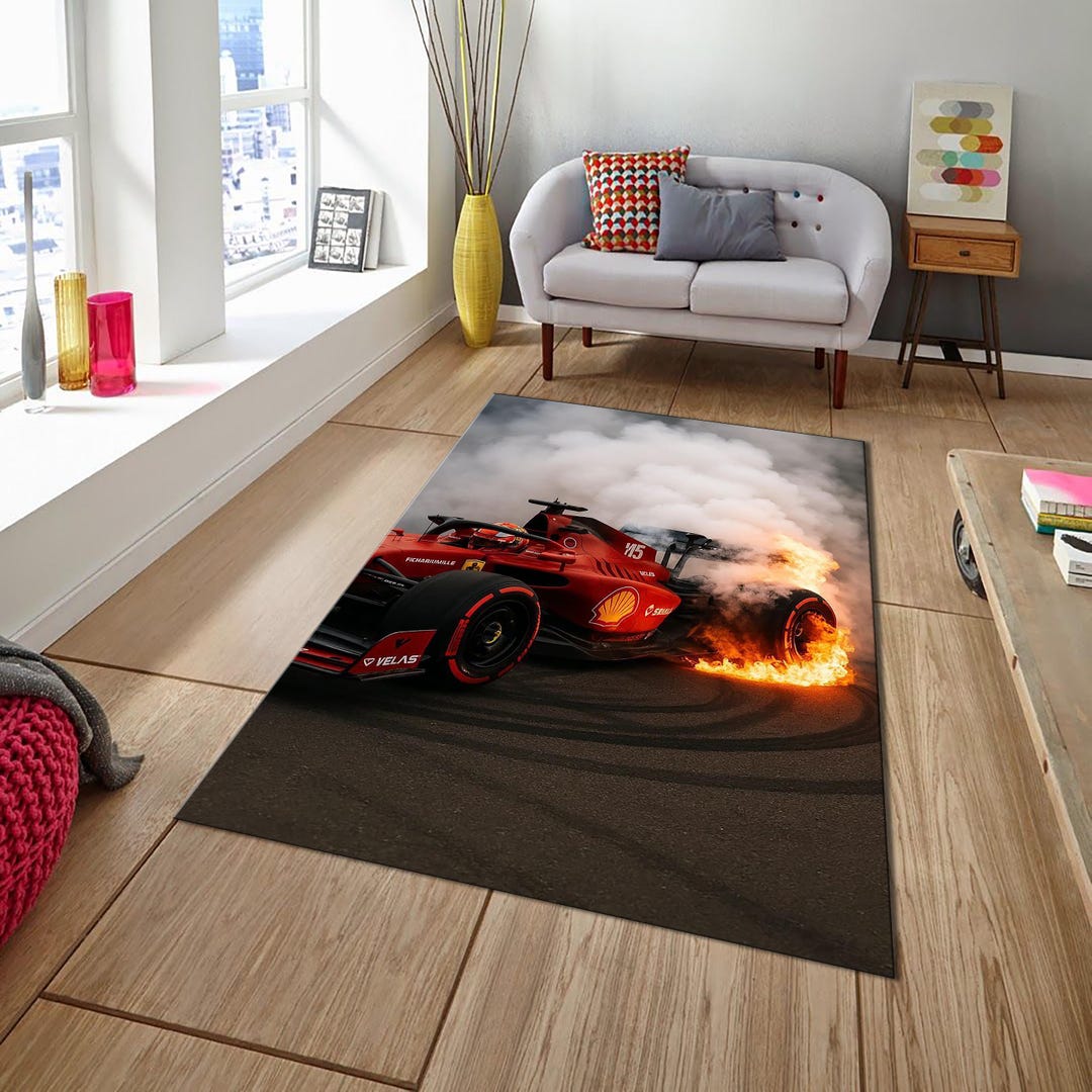 Ferrari Rug, Living Room Rug, Modern Printed Rug, Aesthetic Rug, Sports ...