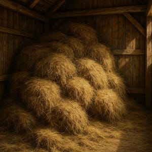 Traditional Hayloft Digital Photography | Rustic Farm Hayloft Art Print | Countryside Wall Decor | Golden Hay Rural Scene