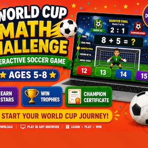 World Cup Math Challenge Soccer Math Game for Kids Ages 5-8