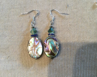 Mystic green abalone shell earrings