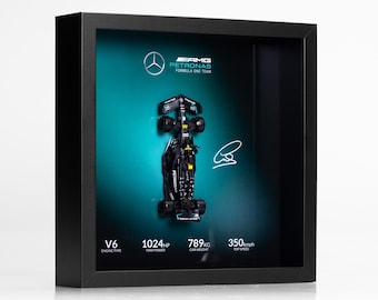 Mercedes F1 W14 Hamilton 2023 1:43 / Maqueta de coche coleccionable enmarcada / Arte mural de Fórmula 1 / Regalo para aficionados al automovilismo y amantes de Mercedes