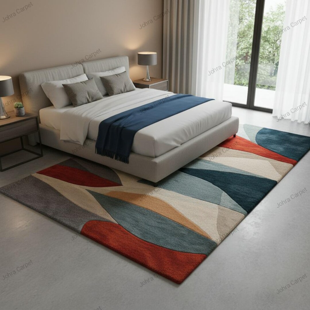Hand-tufted Wool Area Rug | Modern Geometric Abstract Carpet - Etsy