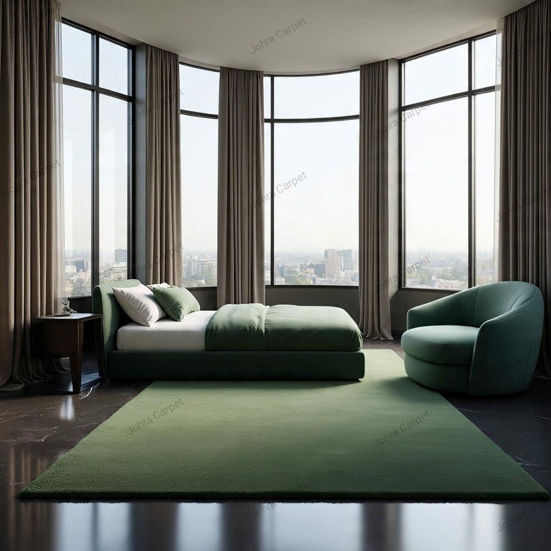 Hand-tufted Wool Rug: Modern Green Aesthetic, Soft Pile - Etsy
