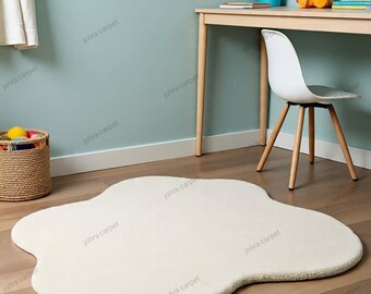 Alfombra de nube tejida a mano, suave y blanca para habitación de bebé