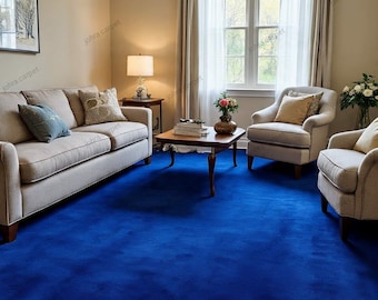 Luxury Hand Tufted Blue Area Rug, Plush Solid Color Carpet for Elegant Bedroom & Living Room Floor Rug Room Decor Offer All Size