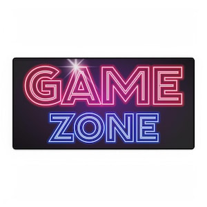 Neon Game Zone Desk Mat: Vibrant Gaming Mouse Pad