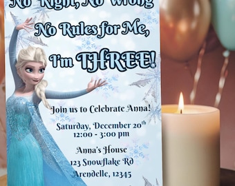 Invitación de cumpleaños de Frozen / Fiesta de cumpleaños de Elsa / Invitación para el tercer cumpleaños / Descarga digital editable