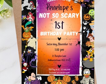 Invitación de cumpleaños no tan aterradora / Linda fiesta de Halloween / Invitación de cumpleaños digital editable para niños